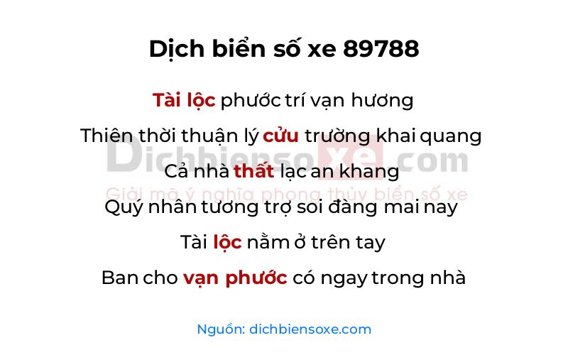 Dịch thơ biển số 89788