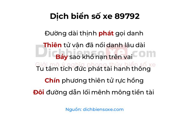 Dịch thơ biển số 89792