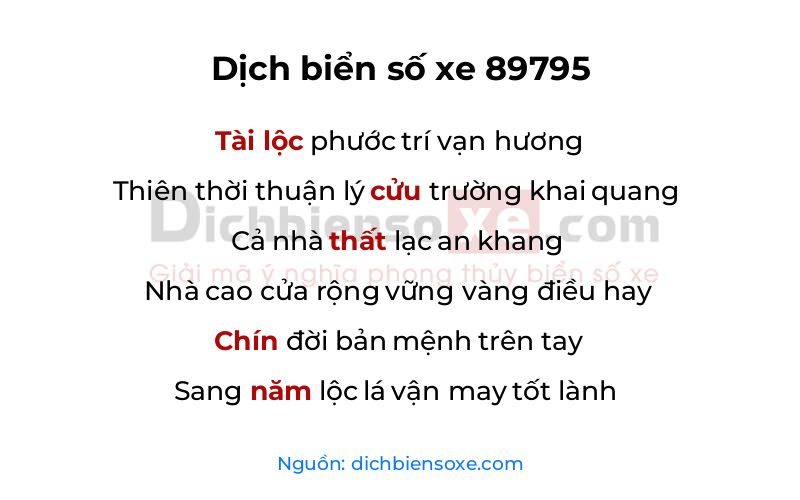 Dịch thơ biển số 89795
