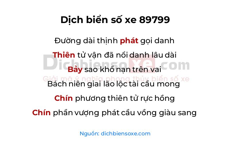 Dịch thơ biển số 89799