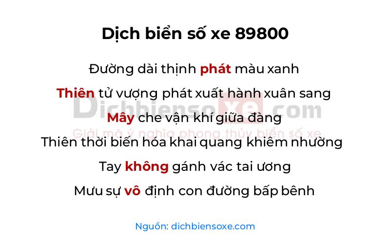 Dịch thơ biển số 89800