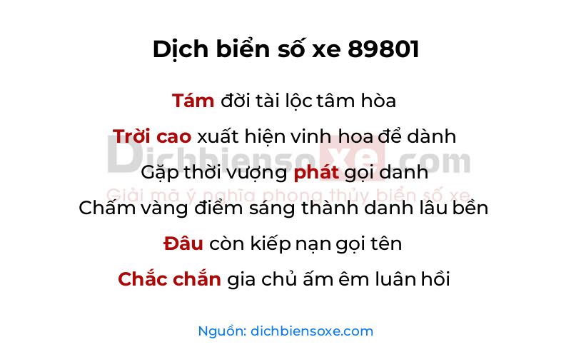 Dịch thơ biển số 89801