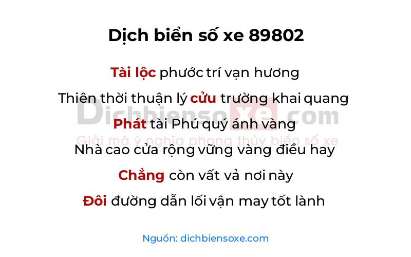 Dịch thơ biển số 89802