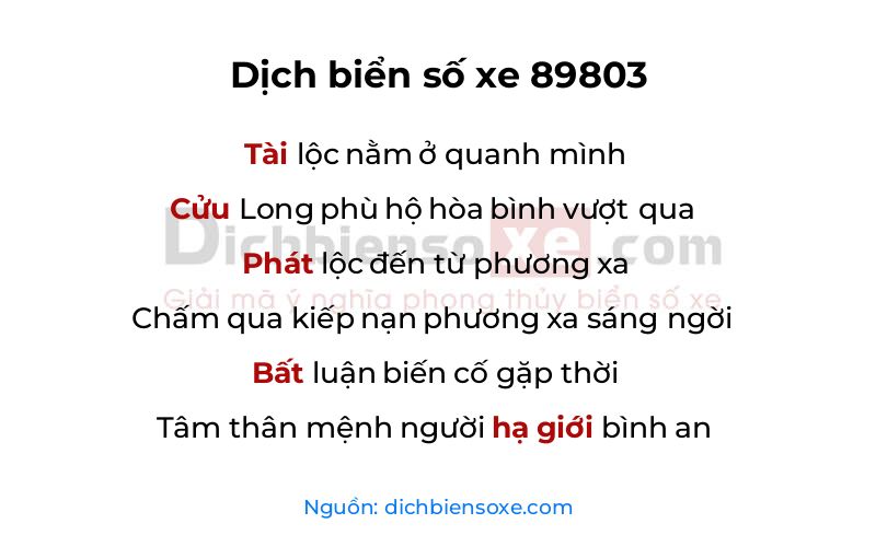 Dịch thơ biển số 89803
