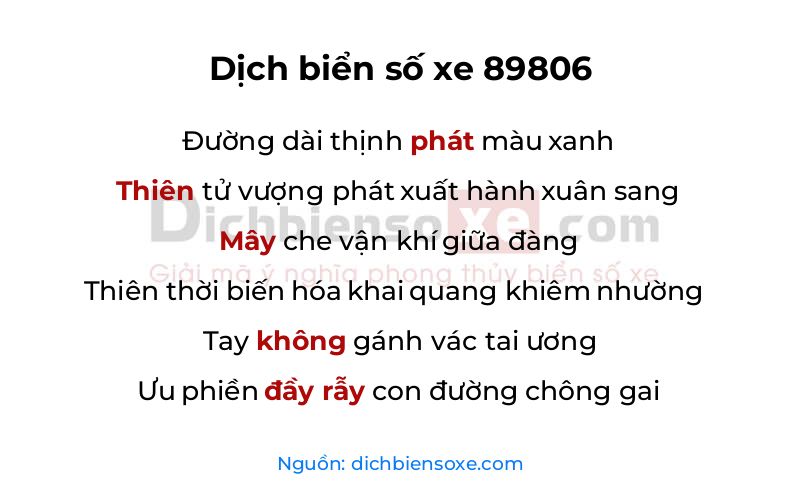 Dịch thơ biển số 89806