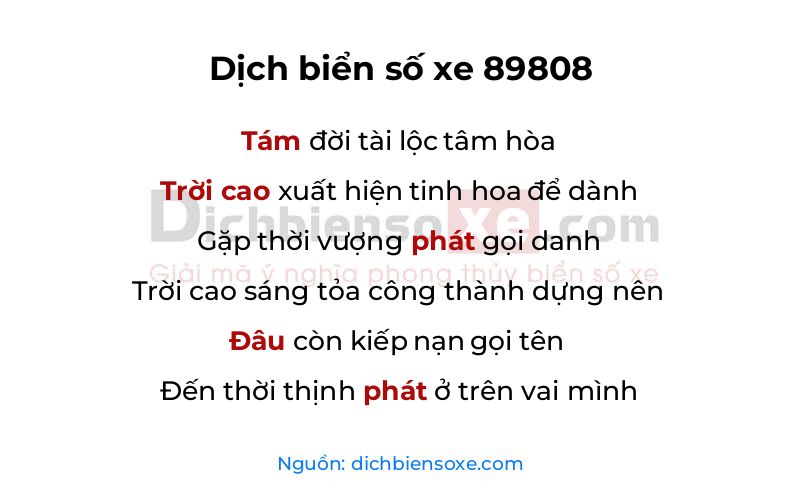 Dịch thơ biển số 89808