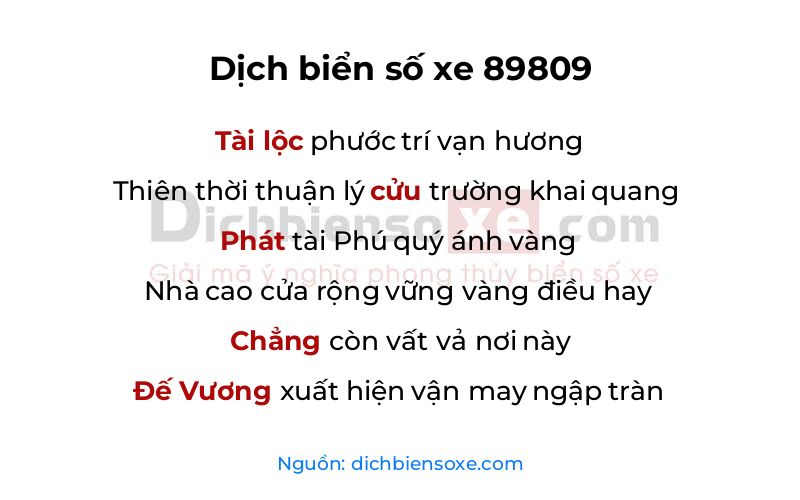 Dịch thơ biển số 89809