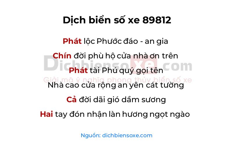 Dịch thơ biển số 89812
