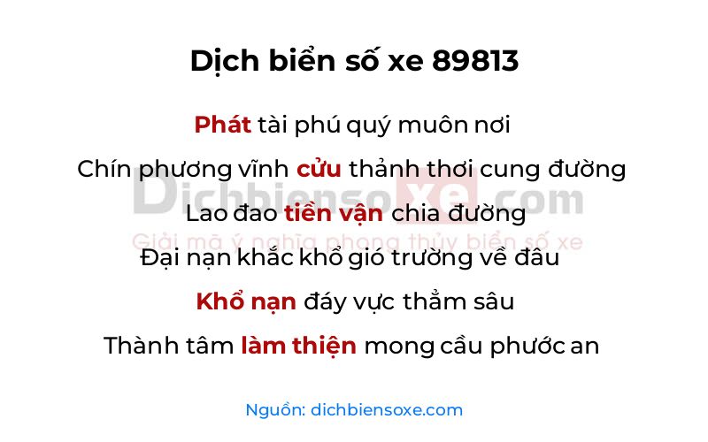 Dịch thơ biển số 89813