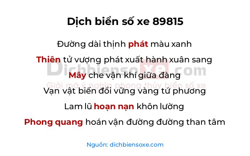 Dịch thơ biển số 89815