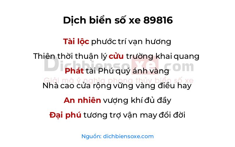 Dịch thơ biển số 89816