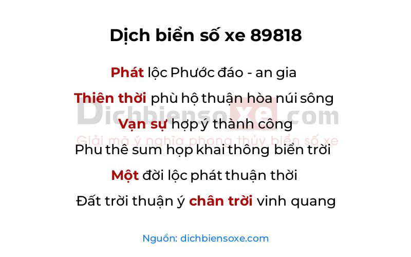 Dịch thơ biển số 89818