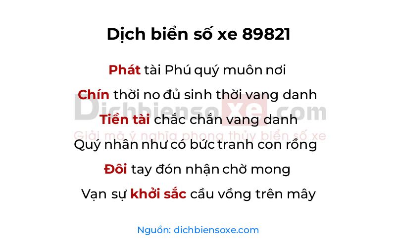 Dịch thơ biển số 89821