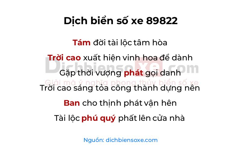 Dịch thơ biển số 89822