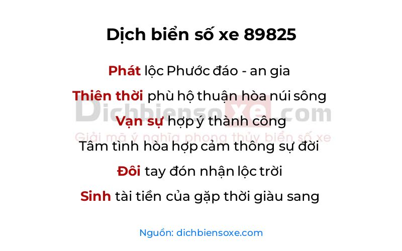 Dịch thơ biển số 89825