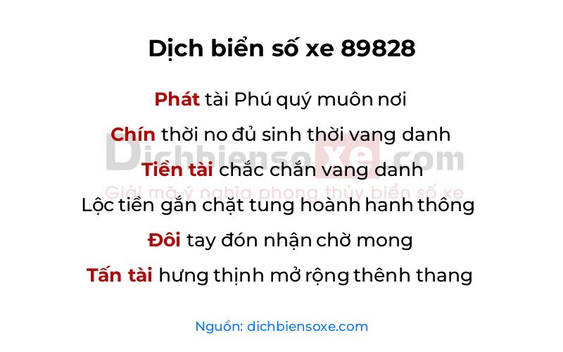 Dịch thơ biển số 89828