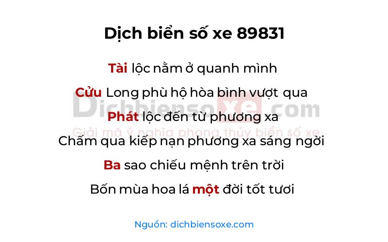 Dịch thơ biển số 89831