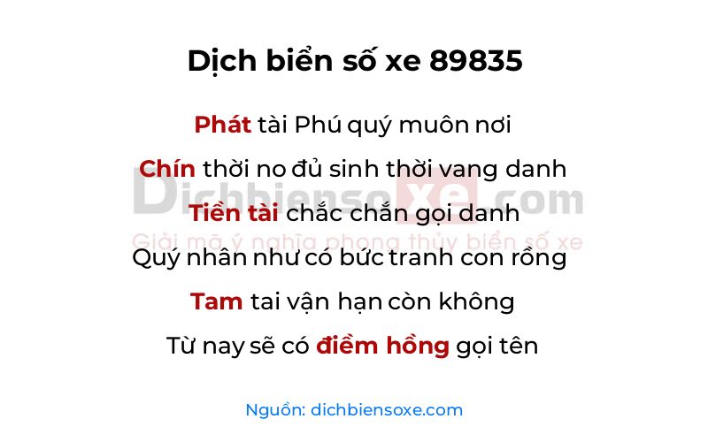 Dịch thơ biển số 89835