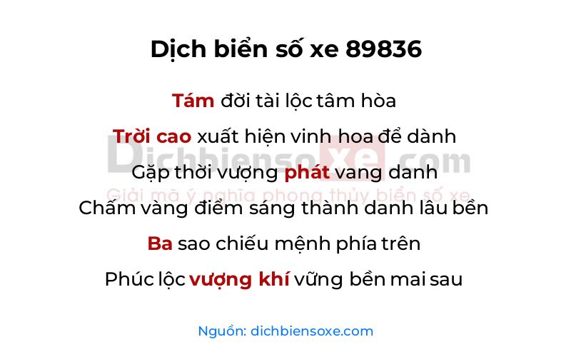 Dịch thơ biển số 89836