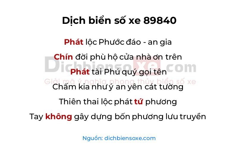 Dịch thơ biển số 89840