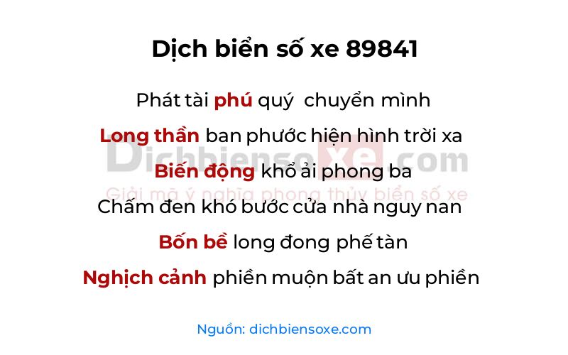 Dịch thơ biển số 89841