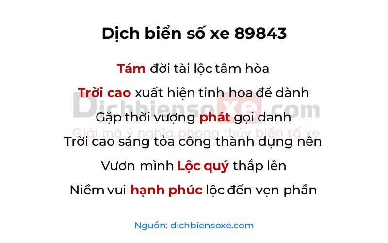 Dịch thơ biển số 89843