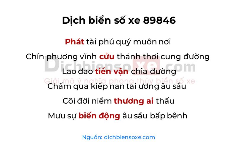 Dịch thơ biển số 89846