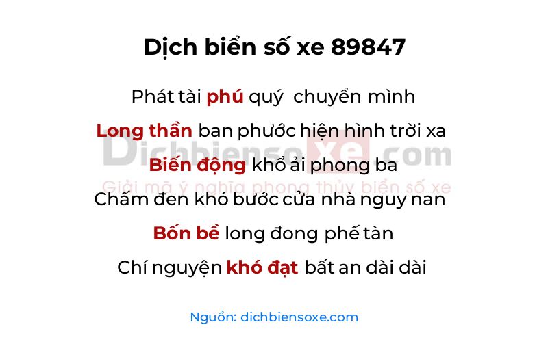 Dịch thơ biển số 89847