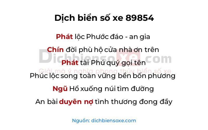 Dịch thơ biển số 89854