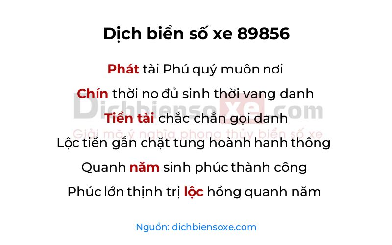Dịch thơ biển số 89856