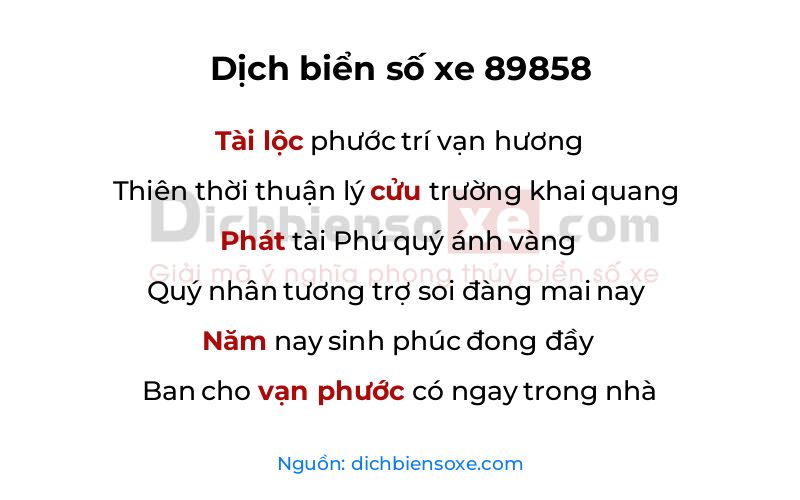 Dịch thơ biển số 89858