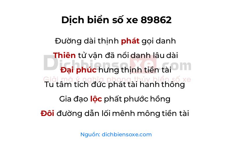 Dịch thơ biển số 89862