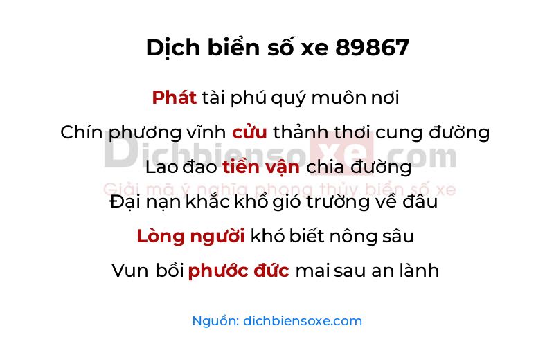Dịch thơ biển số 89867