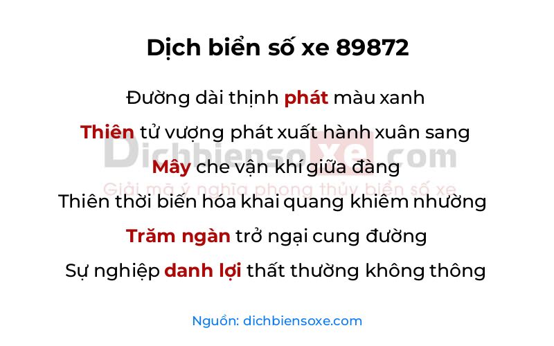 Dịch thơ biển số 89872