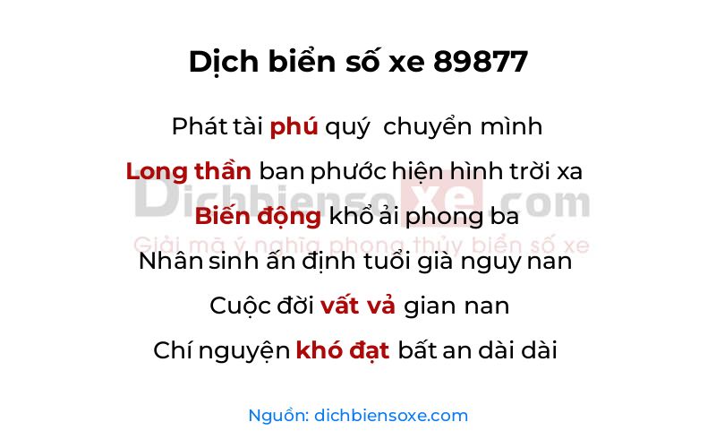 Dịch thơ biển số 89877