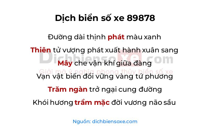 Dịch thơ biển số 89878