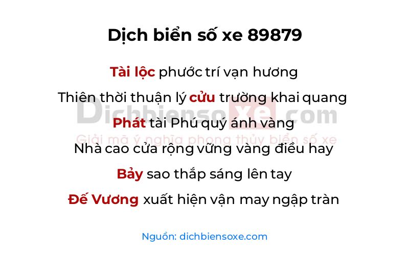 Dịch thơ biển số 89879