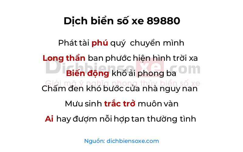 Dịch thơ biển số 89880