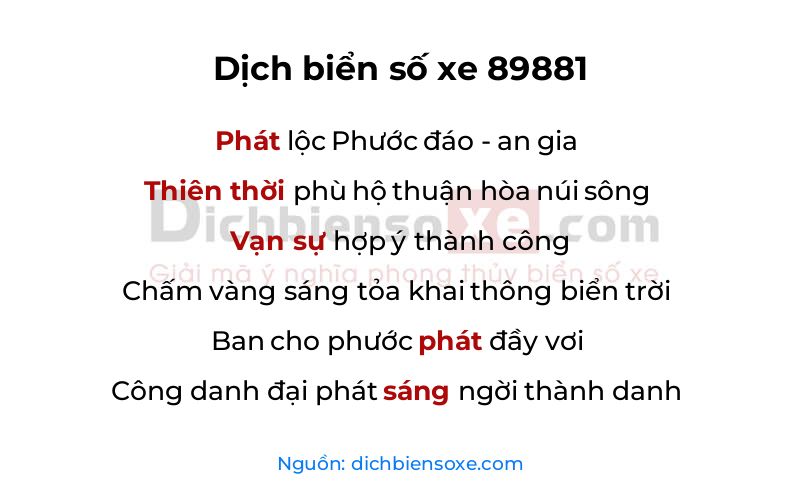 Dịch thơ biển số 89881