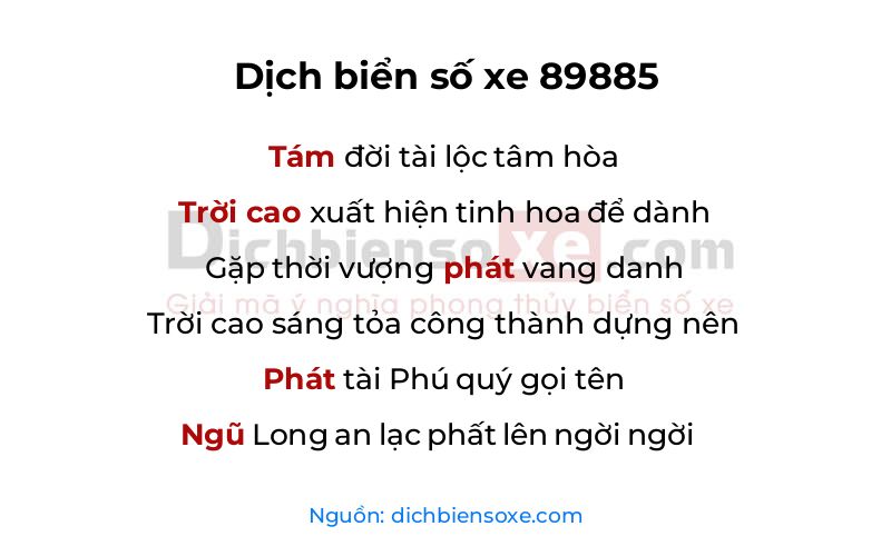 Dịch thơ biển số 89885
