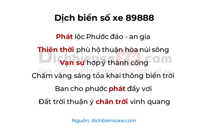 Dịch thơ biển số 89888