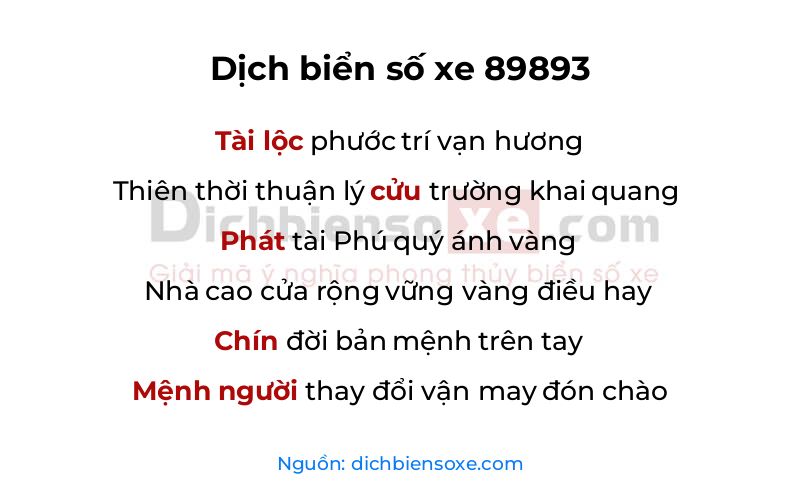 Dịch thơ biển số 89893