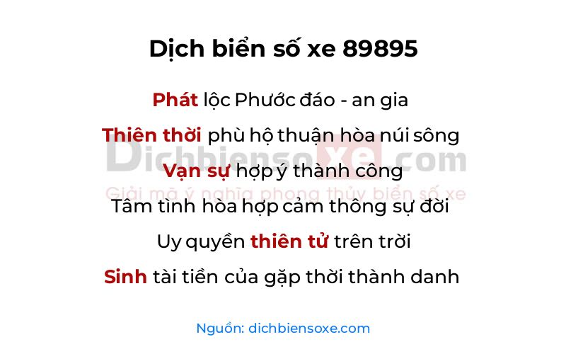 Dịch thơ biển số 89895