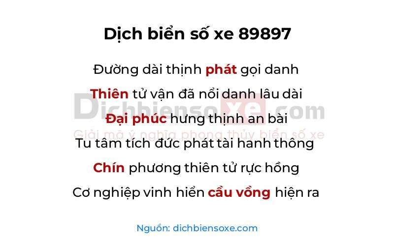Dịch thơ biển số 89897