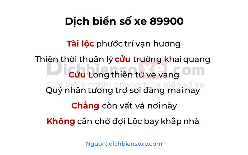 Dịch thơ biển số 89900