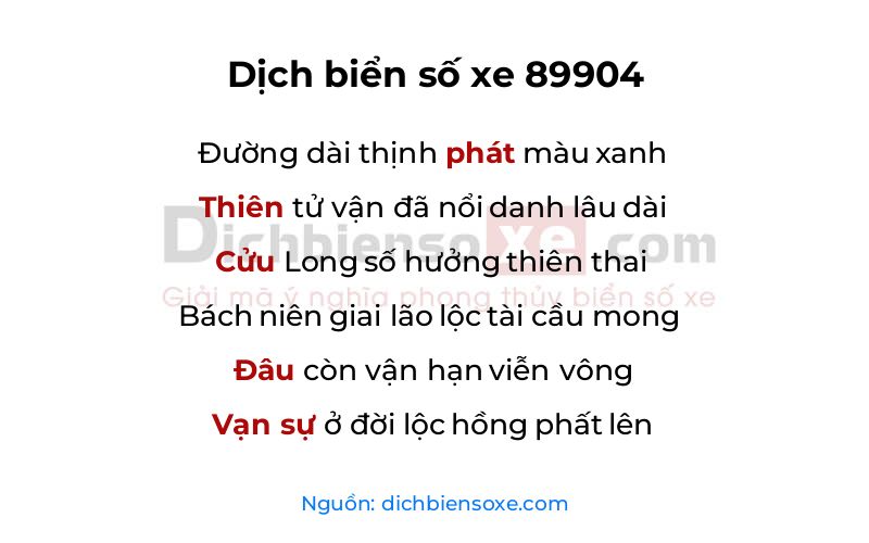 Dịch thơ biển số 89904