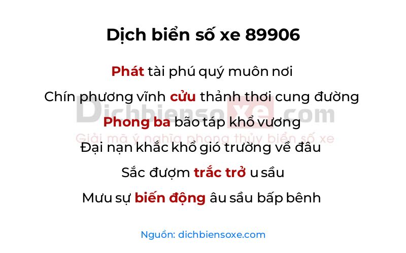 Dịch thơ biển số 89906