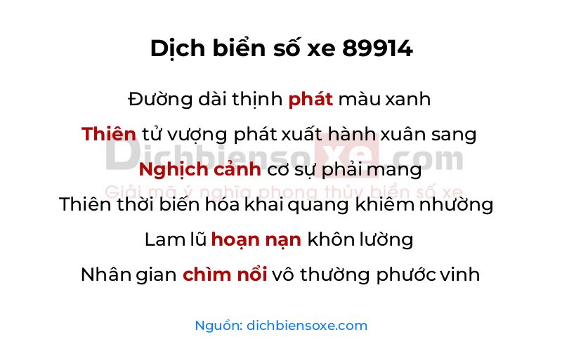 Dịch thơ biển số 89914