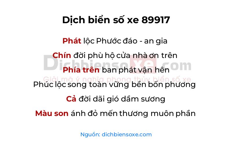 Dịch thơ biển số 89917