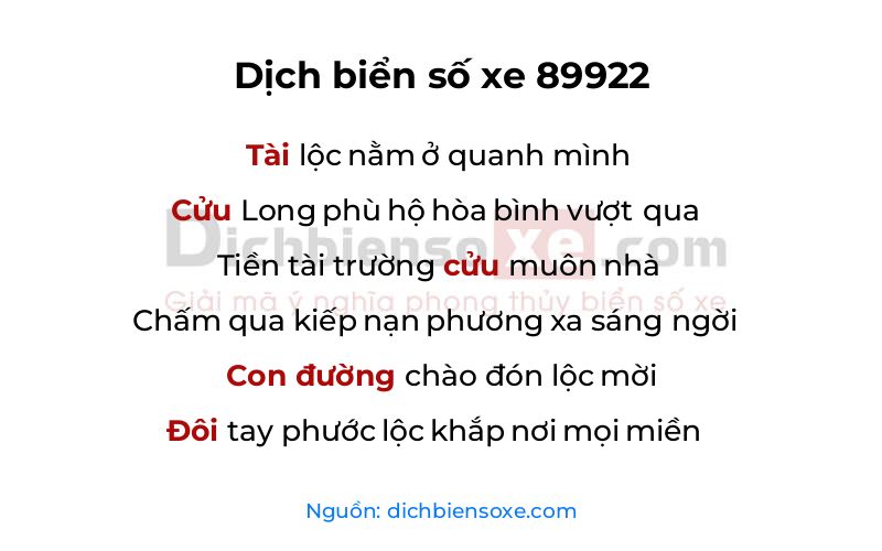 Dịch thơ biển số 89922